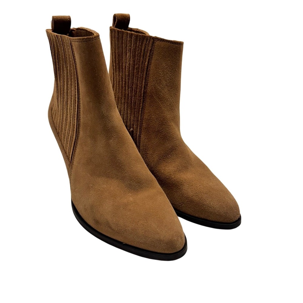 Clarks‎ West Lo Womens Heeled Ankle Boots US 9.5 / EU 41 Tan Suede Pull On